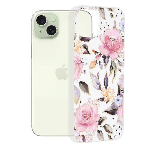 Techsuit - Márvány Sorozat - iPhone 15 Plus - Chloe Fehér tok Techsuit - Márvány Sorozat - iPhone 15 Plus - Chloe Fehér tok