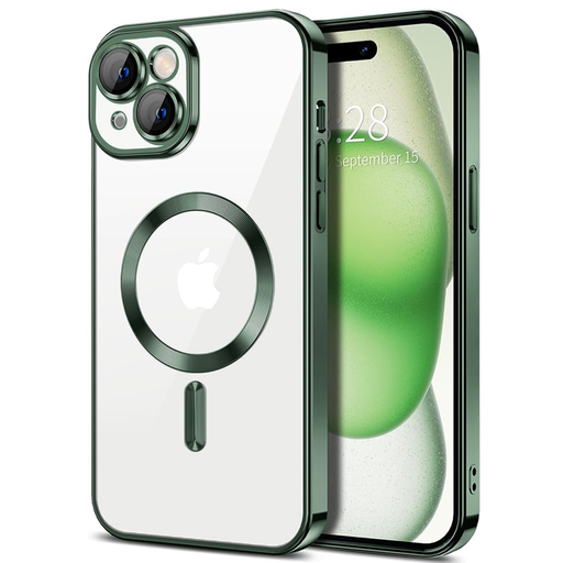  Techsuit - Luxus Kristály MagSafe - iPhone 15 - Mélyzöld tok