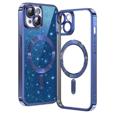  Techsuit - Luxus Csillogó MagSafe - iPhone 15 - Mélykék tok