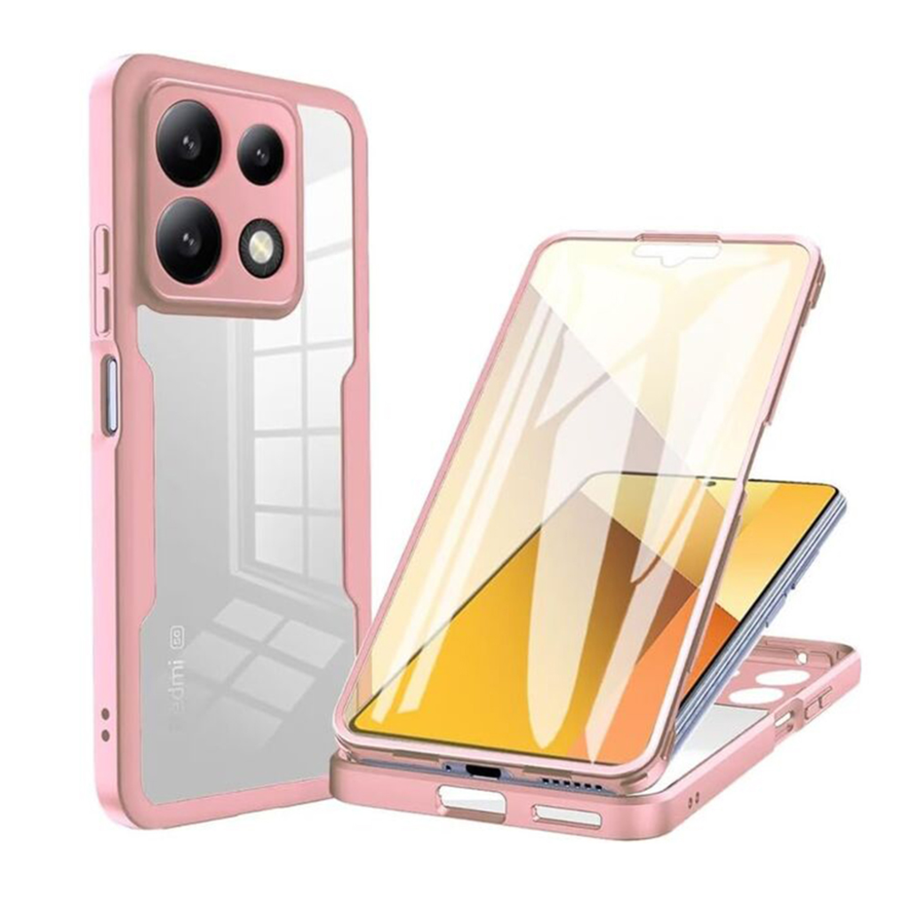  Techsuit - ColorVerse 360 sorozat + Képernyővédő - Xiaomi Poco X6 Pro - Rózsaszín tok - 1