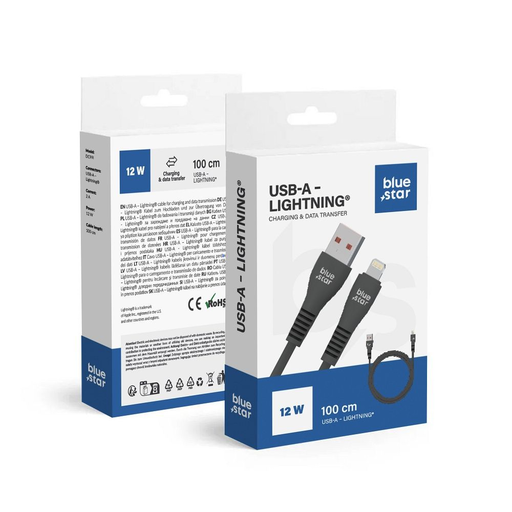 BLUE STAR kábel USB A - Lightning 2A 12W DC99I 1 m fekete