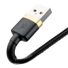 Baseus Cafule Nylon harisnyázott USB/Lightning kábel QC3.0 2A 3m fekete/arany (CALKLF-RV1) - 0. kép