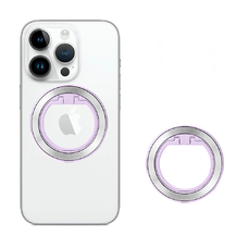  Techsuit - MagSafe Telefon Gyűrű (MPR2) - Kerek Alakú, Alumínium Ötvözet - Ezüst / Világoslila
