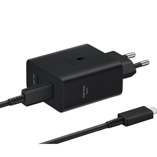 EP-T5020XBE Samsung Dual USB-C 50W Hálózati Töltő + USB-C Adatkábel Fekete