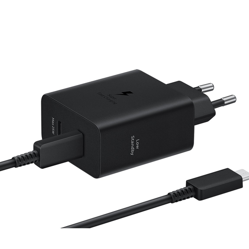 EP-T5020XBE Samsung Dual USB-C 50W Hálózati Töltő + USB-C Adatkábel Fekete