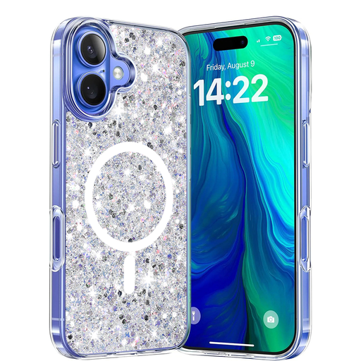 Techsuit - Csillogó Glitzer MagSafe - iPhone 16 Plus - Fehér tok Techsuit - Csillogó Glitzer MagSafe - iPhone 16 Plus - Fehér tok