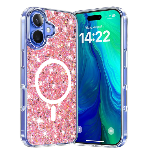 Techsuit - Csillogó Glitter MagSafe - iPhone 16 Plus - Rózsaszín tok Techsuit - Csillogó Glitter MagSafe - iPhone 16 Plus - Rózsaszín tok