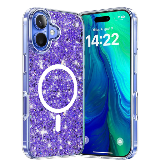 Techsuit - Csillogó Fényes MagSafe - iPhone 16 Plus - Lila tok Techsuit - Csillogó Fényes MagSafe - iPhone 16 Plus - Lila tok