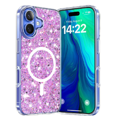  Techsuit - Csillogó Glitter MagSafe - iPhone 16 Plus - Magenta tok