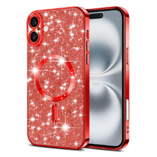  Techsuit - Luxus Csillámos MagSafe - iPhone 16 Plus - Piros tok