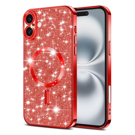 Techsuit - Luxus Csillámos MagSafe - iPhone 16 Plus - Piros tok Techsuit - Luxus Csillámos MagSafe - iPhone 16 Plus - Piros tok