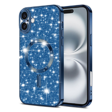  Techsuit - Luxus Csillogó MagSafe - iPhone 16 Plus - Mélykék tok