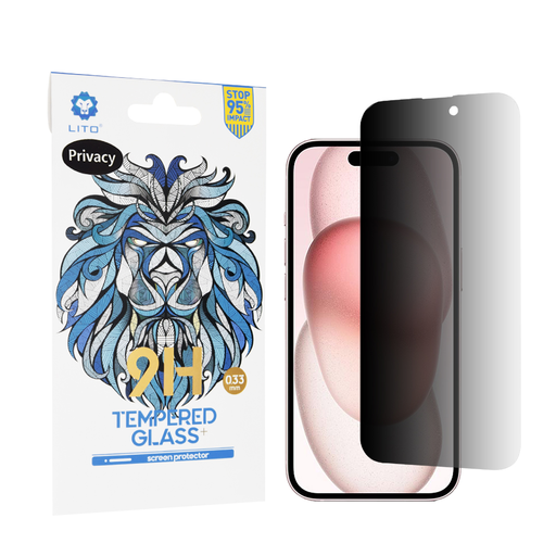  Lito - 2.5D Klasszikus Üveg - iPhone 15 - Adatvédelmi funkcióval üvegfólia