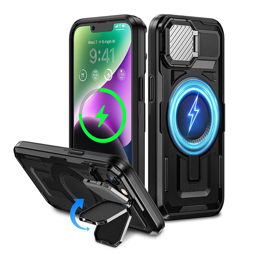 Techsuit - CamVault MagSafe - iPhone 13 / iPhone 14 / iPhone 16e - Fekete tok Techsuit - CamVault MagSafe - iPhone 13 / iPhone 14 / iPhone 16e - Fekete tok