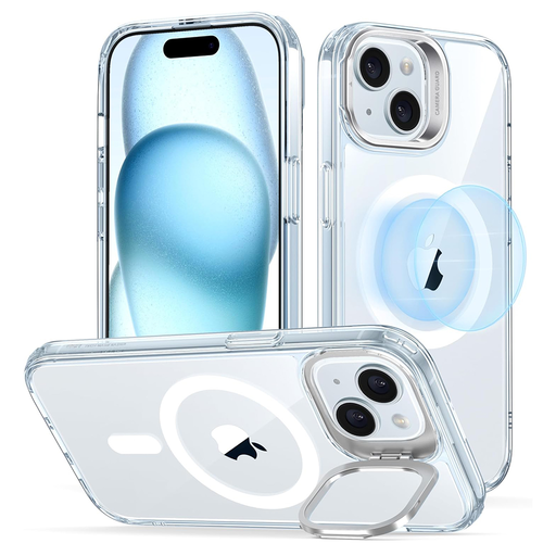 ESR - Klasszikus Hibrid HaloLock Kitámasztó - iPhone 15 Plus - Átlátszó Kék tok ESR - Klasszikus Hibrid HaloLock Kitámasztó - iPhone 15 Plus - Átlátszó Kék tok
