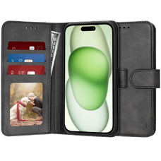  Techsuit - Napló Könyv - iPhone 15 Plus - Fekete tok