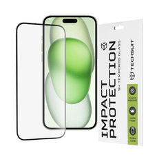  Techsuit - 111D Teljes Fedésű / Teljes Ragasztású Üveg - iPhone 15 Plus / iPhone 16 Plus - Fekete üvegfólia