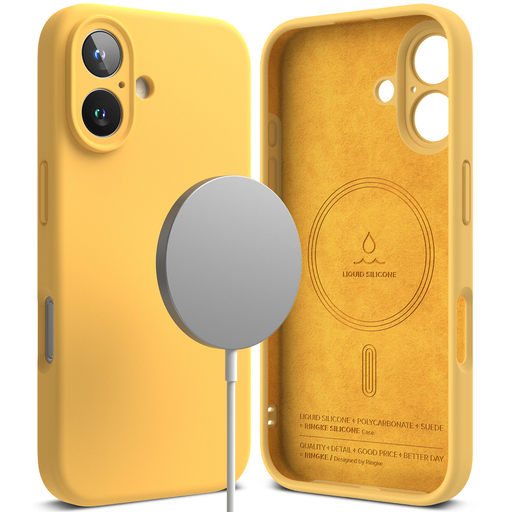 Ringke - Szilikon Mágneses MagSafe - iPhone 16 Plus - Sárga tok Ringke - Szilikon Mágneses MagSafe - iPhone 16 Plus - Sárga tok