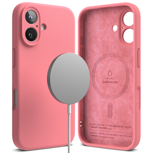 Ringke - Szilikon Mágneses MagSafe - iPhone 16 Plus - Rózsaszín tok Ringke - Szilikon Mágneses MagSafe - iPhone 16 Plus - Rózsaszín tok