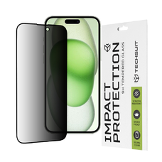  Techsuit - 111D Privacy Teljes Ragasztás - iPhone 15 Plus / iPhone 16 Plus - Fekete üvegfólia