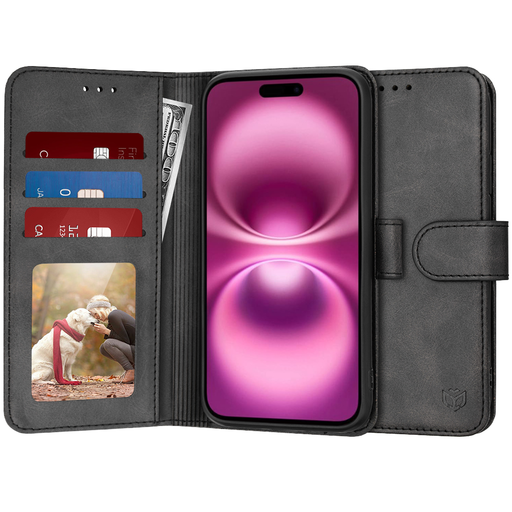 Techsuit - Naplókönyv - iPhone 16 Plus - Fekete tok Techsuit - Naplókönyv - iPhone 16 Plus - Fekete tok