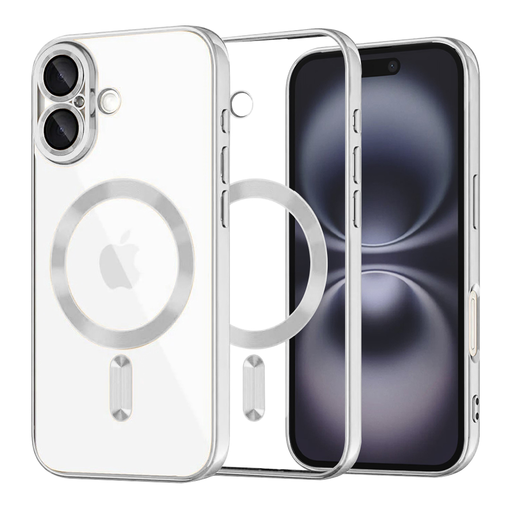 Techsuit - Luxus Kristály MagSafe - iPhone 16 Plus - Ezüst tok Techsuit - Luxus Kristály MagSafe - iPhone 16 Plus - Ezüst tok