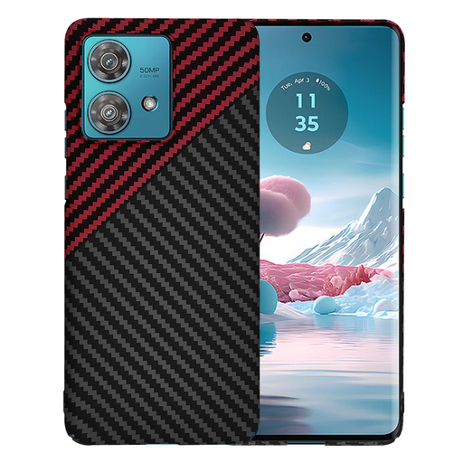  Techsuit - Karbon FibreShell - Motorola Edge 40 Neo - Vörös Vortex tok