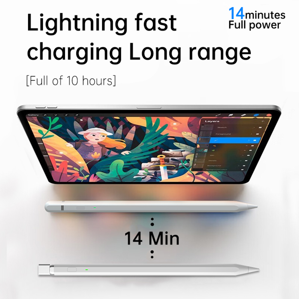  Techsuit - Stylus Toll (AP01 Pro) - iPad-hez, Bluetooth, Type-C, Palm Rejection (tenyérérzékelés), Dőlés- és Nyomásérzékelés, 125mAh - Fehér - 6