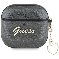 Guess Metallic Script Charm tok AirPods 4 - Fekete