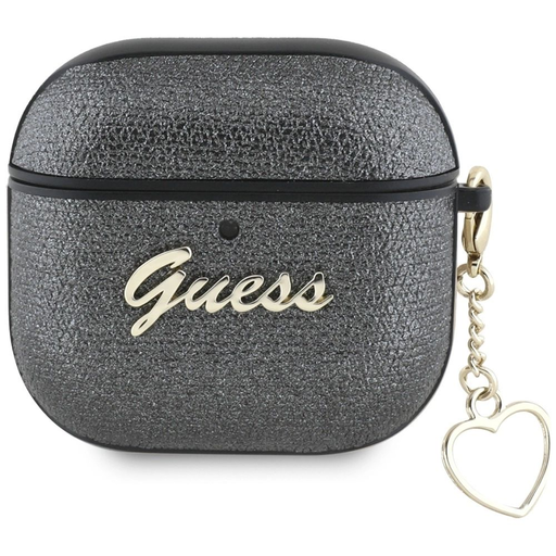 Guess Metallic Script Charm tok AirPods 4 - Fekete Guess Metallic Script Charm tok AirPods 4 - Fekete