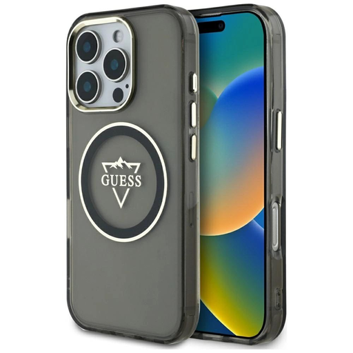 Guess IML Metal Mountain Logo MagSafe iPhone 16 Pro Max tok - Fekete Guess IML Metal Mountain Logo MagSafe iPhone 16 Pro Max tok - Fekete