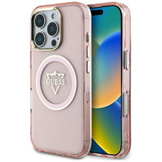 Guess IML Metal Mountain Logo MagSafe iPhone 16 Pro tok - Pink