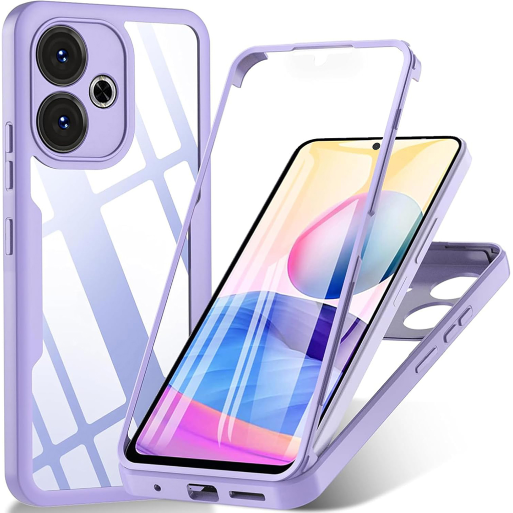  Techsuit - ColorVerse 360 sorozat + Képernyővédő - Xiaomi Redmi 13 / Poco M6 4G - Lila tok - 1