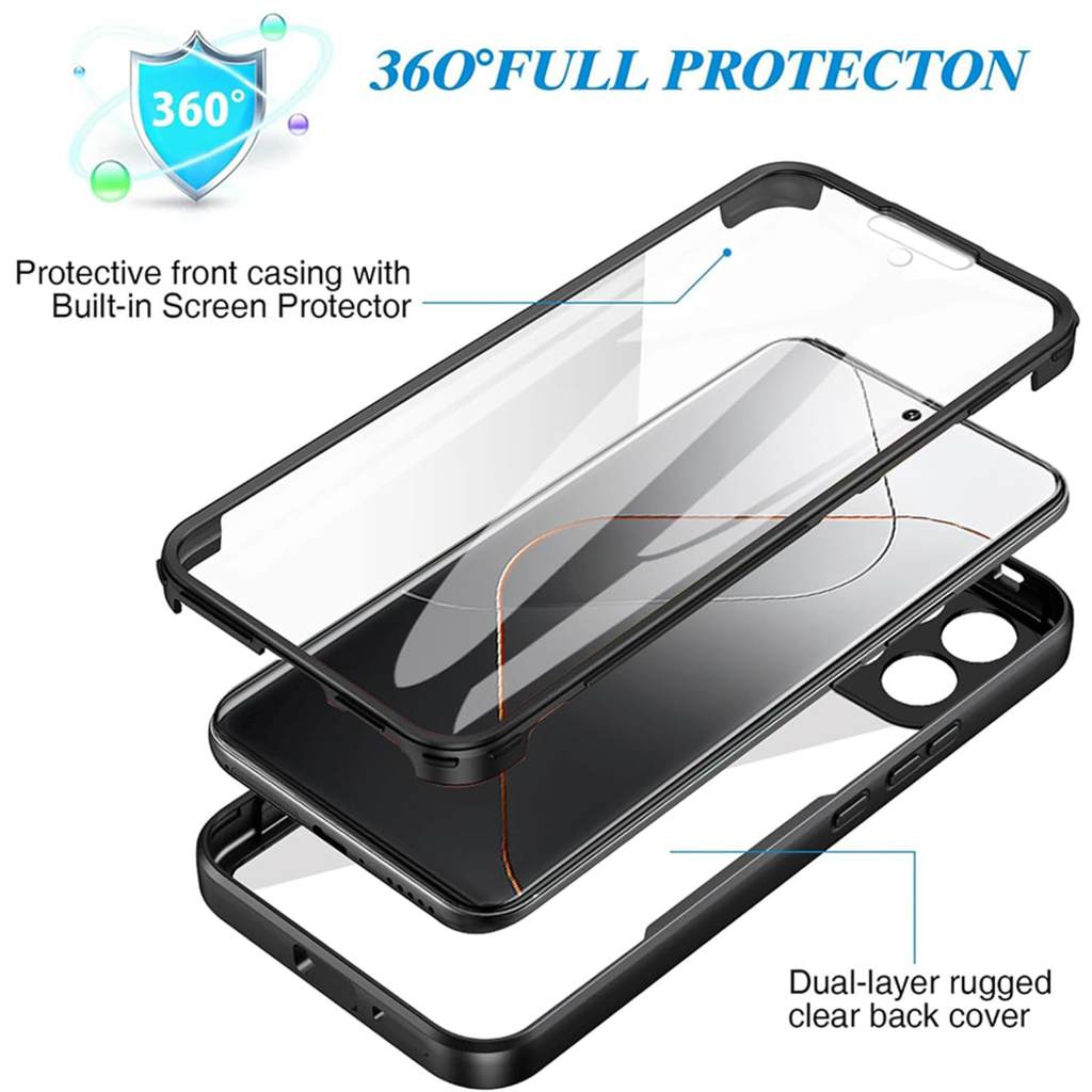  Techsuit - ColorVerse 360 Sorozat + Képernyővédő - Xiaomi 14 - Fekete tok - 6