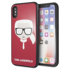 Karl Lagerfeld Iconic Glitter Karl`s Head iPhone X / Xs tok - Piros