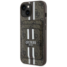 Guess 4G Stripes tok Magsafe pénztárcával iPhone 15 barna tok
