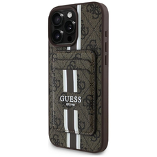 Guess 4G Stripes tok Magsafe pénztárcával iPhone 16 Pro Max barna tok