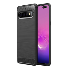  Techsuit - Szénszálas Szilikon - Samsung Galaxy S10 Plus - Fekete tok