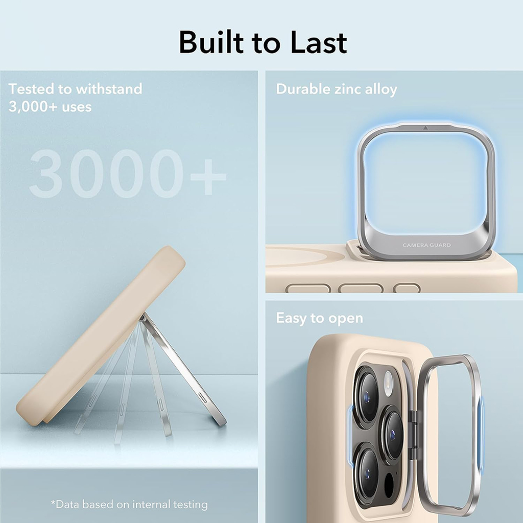  iPhone 15 Pro Világos Barna ESR Felhőpuha HaloLock Kitámasztó tok - 7