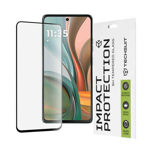  Techsuit - 111D Teljes Fedésű / Teljes Ragasztású Üveg - Motorola Moto G75 - Fekete üvegfólia