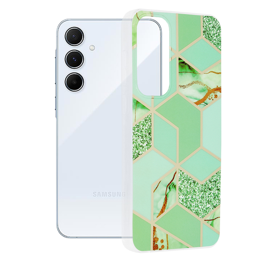 Techsuit - Márvány Sorozat - Samsung Galaxy A55 5G - Zöld Hex tok Techsuit - Márvány Sorozat - Samsung Galaxy A55 5G - Zöld Hex tok