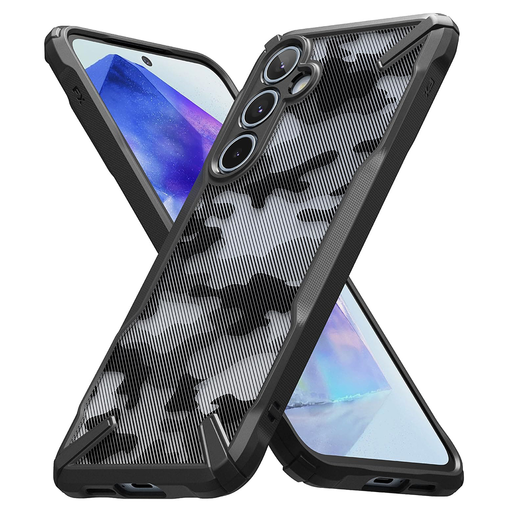Ringke - Fusion X Design - Samsung Galaxy A55 5G - Terepmintás fekete tok Ringke - Fusion X Design - Samsung Galaxy A55 5G - Terepmintás fekete tok