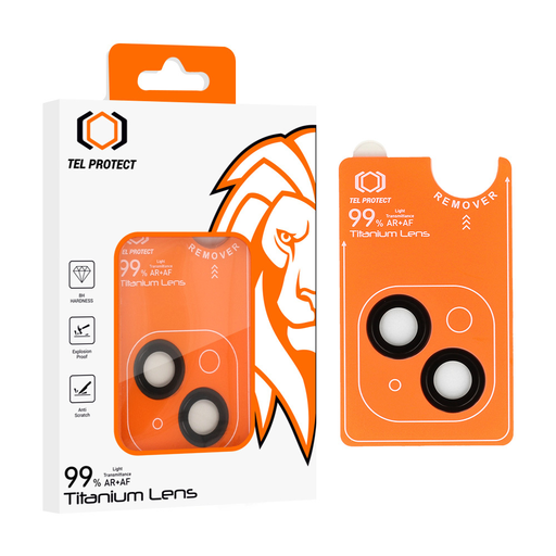 Tempered glass Tel Protect Titanium Lens 99% AR kamera üvegfólia iPhone 14/14 Plus fekete (2 db lencse)