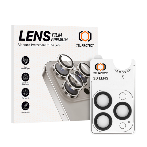 Tel Protect 3D Fényképezőgép lencsevédő üvegfólia iPhone 15 Pro/15 Pro Max fekete (3 darabos lencse) Tel Protect 3D Fényképezőgép lencsevédő üvegfólia iPhone 15 Pro/15 Pro Max fekete (3 darabos lencse)