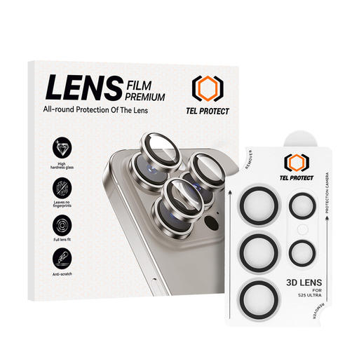 Edzett üveg Tel Protect 3D Lencse a kamerára Samsung Galaxy S25 Ultra átlátszó (5 darab lencse) üvegfólia Edzett üveg Tel Protect 3D Lencse a kamerára Samsung Galaxy S25 Ultra átlátszó (5 darab lencse) üvegfólia