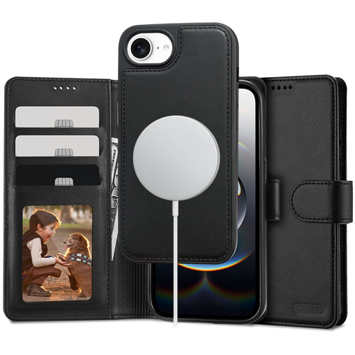 iPhone 16e - Tech-protect Wallet Magsafe Matt Fekete tok iPhone 16e - Tech-protect Wallet Magsafe Matt Fekete tok
