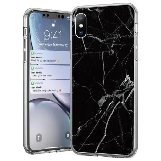 iPhone 12/ 12 Pro Wozinsky márvány mintás tok fekete