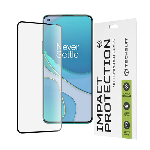  Techsuit - 111D Teljes Fedésű / Teljes Ragasztós Üveg - OnePlus 8T - Fekete