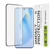  Techsuit - 111D Teljes Fedésű / Teljes Ragasztású Üveg / 3D Ívelt Kijelző - Honor Magic5 - Fekete üvegfólia