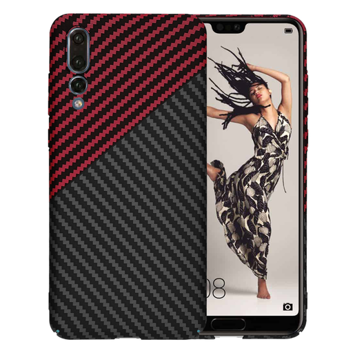  Techsuit - Karbonit Szálhéj - Huawei P20 Pro - Piros Vortex tok